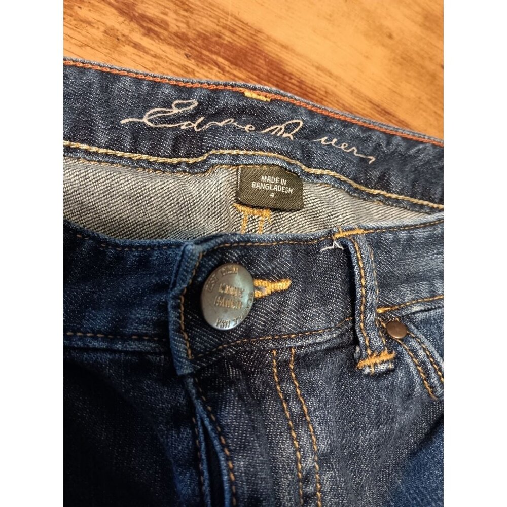 Eddie Bauer Women's 4 Denim Mini Skirt Specially Dyed Stretch Zip Medium Wash - Picture 4 of 7